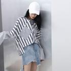 Dip-back Striped Hooded Pullover