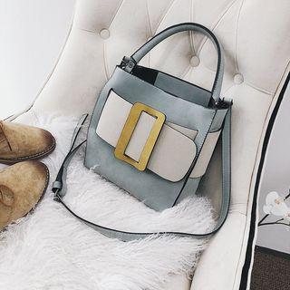 Color-block Buckled Satchel