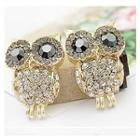 Alloy Rhinestone Owl Earring 1 Pair - As Shown In Figure - One Size