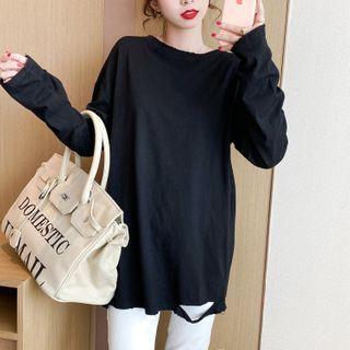 Cutout Loose-fit Plain T-shirt
