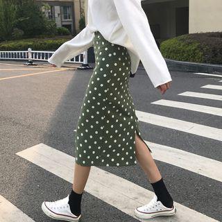 Dotted Back Slit Straight-fit Skirt