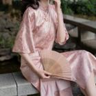 Elbow-sleeve Pattern Qipao Dress