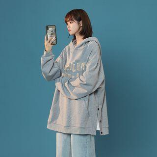 Side-button Lettering Hoodie