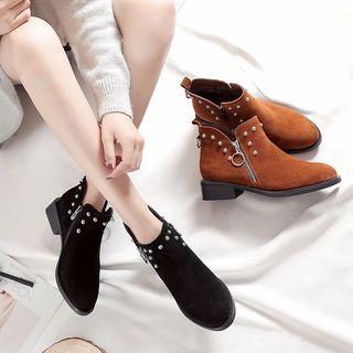 Beaded Zip-up Ankle Boots