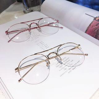 Double-bridge Round Metal Frame Eyeglasses