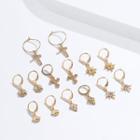 Set: Rhinestone Drop Earring 2177 - Gold - One Size