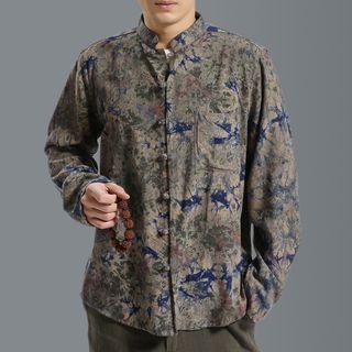 Printed Mandarin Collar Shirt