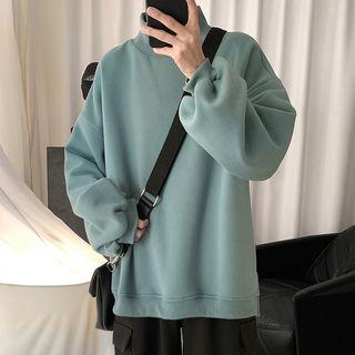 Mock-neck Plain Oversize Pullover