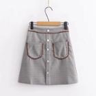 Contrast Trim Plaid Mini A-line Skirt