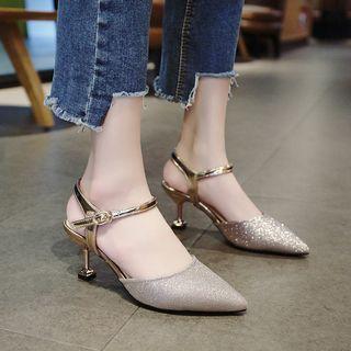 Glitter Pointed Toe High Heel Sandals