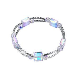 925 Sterling Silver Fashion Elegant Box Austrian Element Crystal Bracelet Silver - One Size