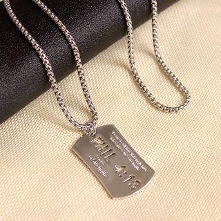 Stainless Steel Tag Pendant Necklace Silver - One Size