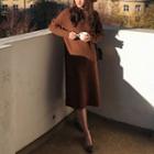 Plain Mock-neck Sweater Dress