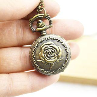 Chain Necklace With Rose Pocket Watch Design As Shown In Figure - One Size