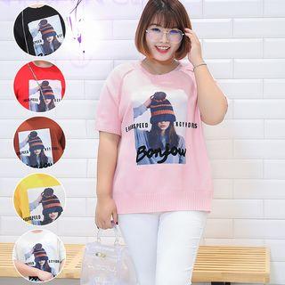 Print Short-sleeve Sweater