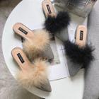Pompom Herringbone Pattern Mules