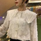 Long-sleeve Collared Lace Blouse