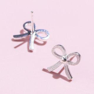 925 Sterling Silver Bow Stud Earring 1 Pair - Earrings - Bow - One Size