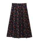Floral Corduroy A-line Skirt