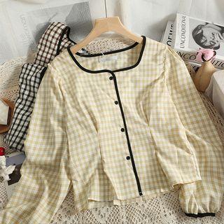 Square-neck Checker Shirt
