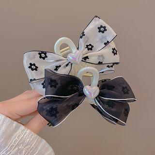 Flower Bow Mesh Hair Clamp