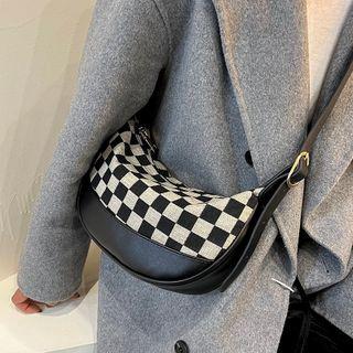 Flannel One-shoulder Hobo Bag