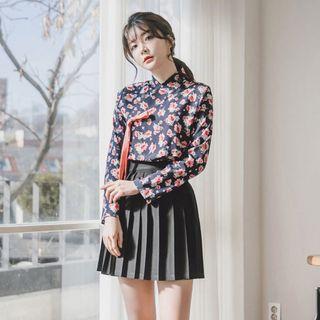 Pleated Mini Hanbok Skirt Black - One Size