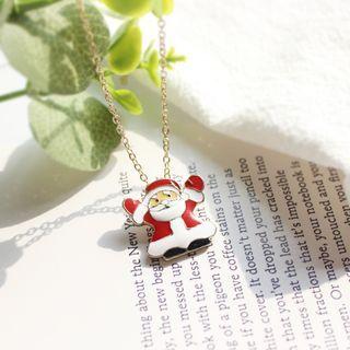 Glaze Christmas Santa Pendant Necklace Red & White - One Size
