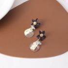 Flower Drop Earring 1 Pair - Ndyz206 - Black & Gold - One Size