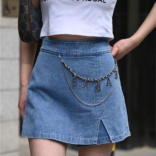 High-waist Washed Split Skort