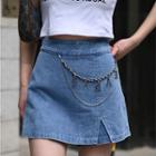 High-waist Washed Split Skort