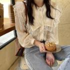 Collared Fringed Lace Blouse