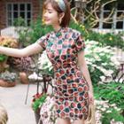 Short-sleeve Printed Mini Qipao (various Designs)