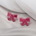 Bow Plastic Earring E1484 - 1 Pair - Rose Pink - One Size
