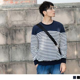 Long Sleeve Striped Panel Top