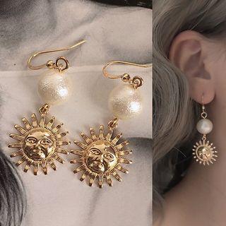 Faux Pearl Sun Dangle Earring