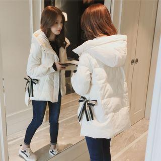 Bow Accent Hooded Padded Coat