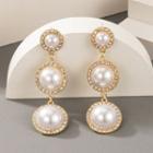 Faux Pearl Rhinestone Dangle Earring 1 Pair - 17586 - Gold - One Size