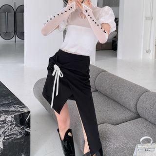 Tie-front Asymmetrical A-line Skirt