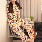 Loungewear Set: Printed Pullover + Pants