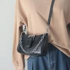 Faux Croc Grain Chained Crossbody Bag