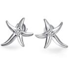 925 Sterling Silver Rhinestone Starfish Stud Earring