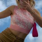 Taichi Print Crop Round-neck Sweater Vest
