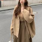 Long-sleeve Knit Cardigan / Cable-knit Tube Top / High-waist A-line Skirt