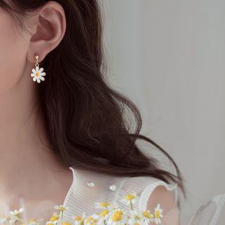 Flower Drop Earring 1 Pair - 925 Silver - One Size