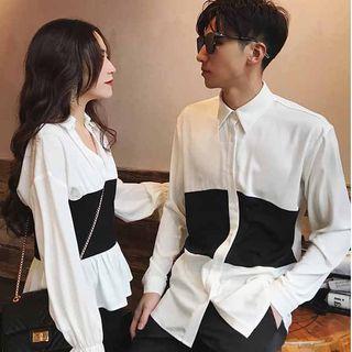 Couple Matching Color Block Shirt / Blouse