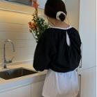 Cut-out Cropped Blouse Black - One Size