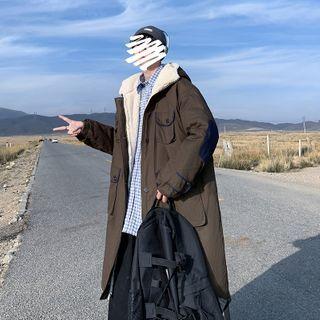 Faux Shearling Hooded Long Coat