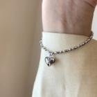 925 Sterling Silver Heart Bracelet S095 - Silver - One Size