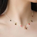 Poker Card Glaze Pendant Alloy Necklace Gold - One Size